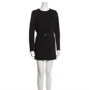 Akris Punto Belted Sheath Long Sleeve Mini Dress in Black Size 10 Cocktail Party